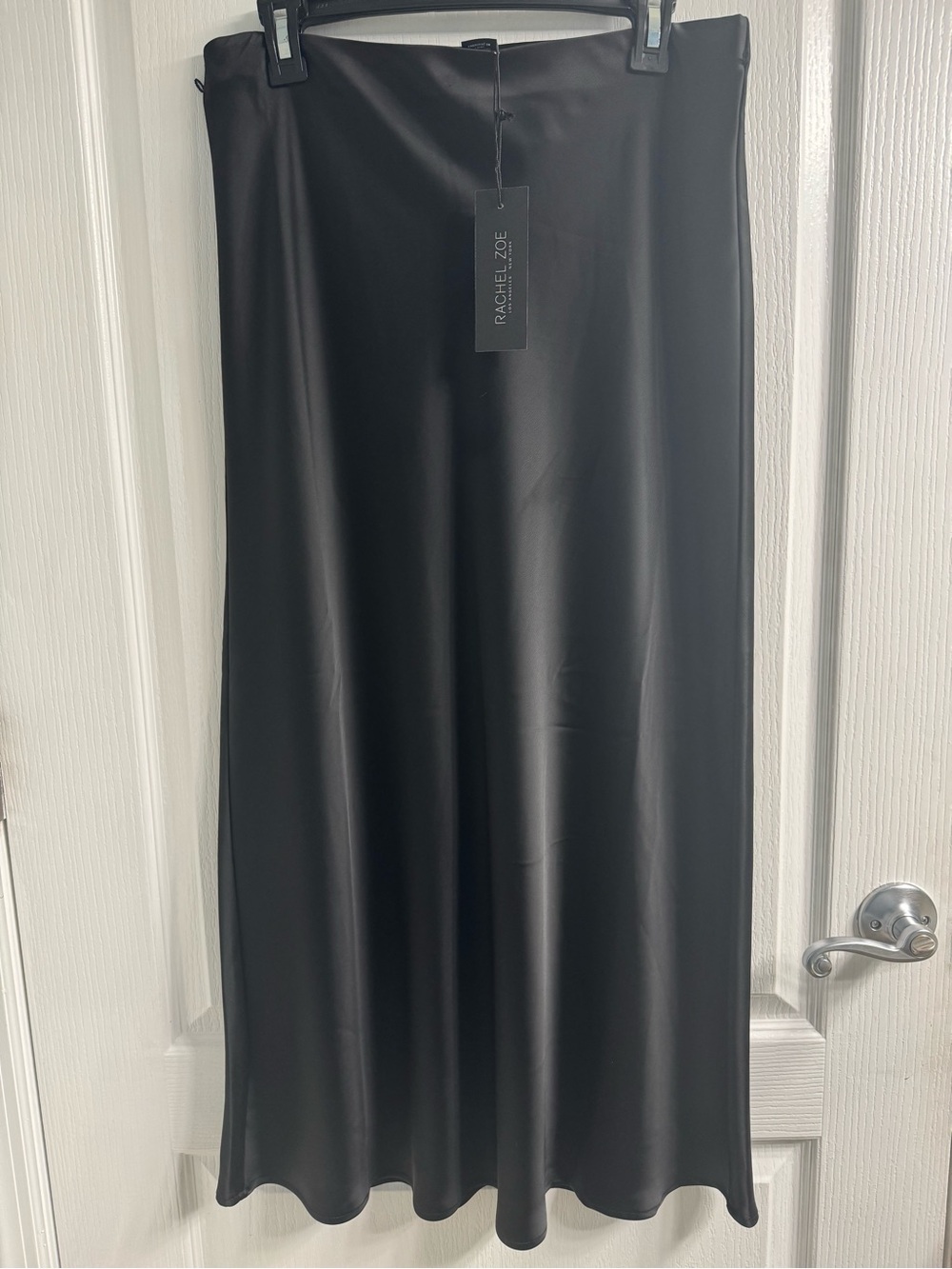 Rachel Zoe Sleek Black Satin Maxi Skirt